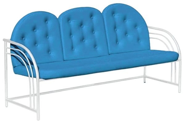 Купить диван для ожидания с пуговицами Д04, со спинкой, 3-х местный - цвет Fortuna Blue с доставкой по России